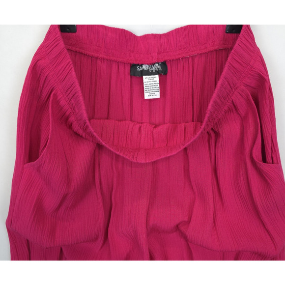 Sag Harbor 2 Pcs Set Pants & Tunic Embroidered Gauzy Women 1X Fuchsia Travel - Picture 7 of 14